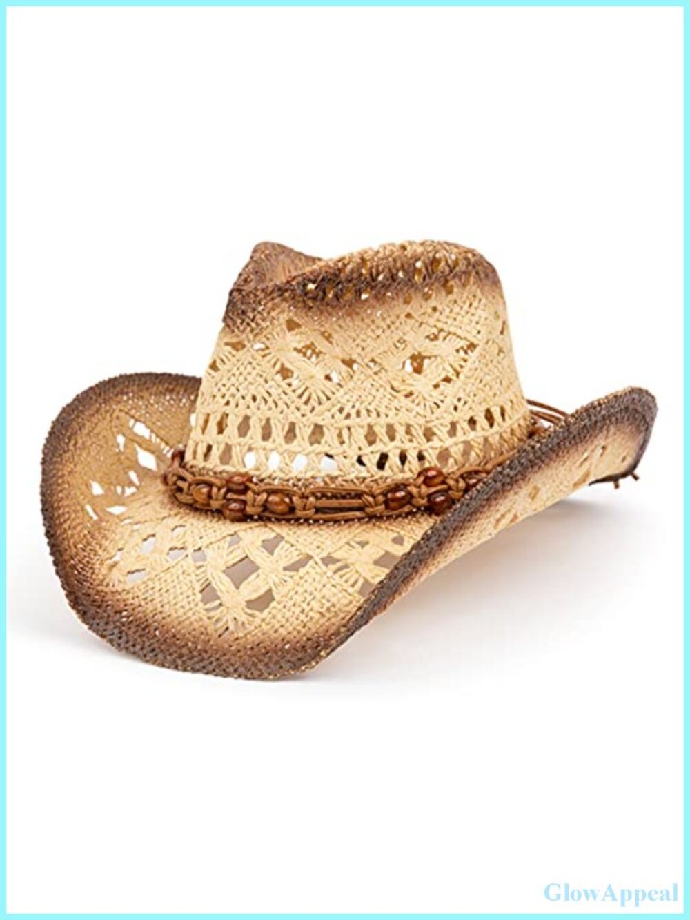 Straw Cowboy Hat with Shapeable Wire Brim Sun Protection Western